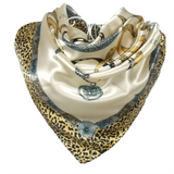 Anyyou Fashion Premium Satin Square Scarf – Leopard Print Silk-Feel Neckwrap for Women