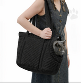 Anypet Quilted Thin Black Korean-Inspired Pet Carrier Handbag & Shoulder Bag