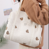 Anysort Mommy Diaper Bag Stuff Bear Handbag Embroidery Quilted Shoulder Mommy Bag Stroller for Baby