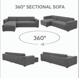 Anyseat 4-Seater Sofa Cover – Plain Gray Style Slipcover for Living Room Chair Protection