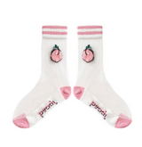 Anyfootwear 5 Pairs Peach Crystal Silk Socks Size 5-9 Harajuku Fashion Flower Vine Pattern Comfortable Soft Breathable Casual Socks for Women