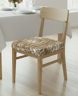 Anyseat Brown White Crack Linear Design Print Chair Cover – Stretch Washable Removable Seat Cover for Dining & Kitchen