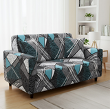Anyseat 2-Seater Sofa Cover – Dark Grey Geometric Style Slipcover for Living Room Chair Protection