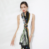 Anyyou Luxury 100% Mulberry Silk Ebony Black Long Scarf Women Beach Shawl Pashmina Wrap Swimwear Cover-Up Foulard