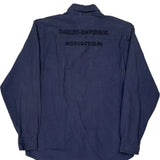 An American Legend Harley Davidson Spellout Denim Shirt - Medium Blue Cotton