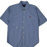Ralph Lauren Checked Short Sleeve Shirt - Medium Blue Cotton