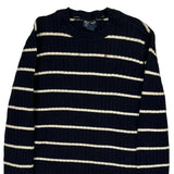 Polo By Ralph Lauren Striped Cable Knit Sweater - Small Navy Cotton