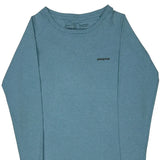 Responsibili-Tee Patagonia Graphic Long Sleeve T-Shirt - XS Blue Cotton Blend