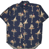 Tommy Hilfiger Hawaiian Shirt - Large Blue Viscose