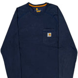 Carhartt Long Sleeve T-Shirt - Large Blue Cotton
