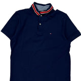 Tommy Hilfiger Striped Polo Shirt - Medium Navy Cotton
