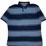 Tommy Hilfiger Striped Polo Shirt - Large Blue Cotton