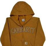 Age 8-10 Carhartt Spellout Hoodie - Small Brown Cotton