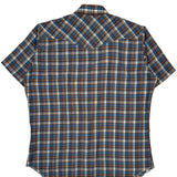 Made In USA Cowboy Cut Wrangler Checked Short Sleeve Shirt - Large Blue Cotton