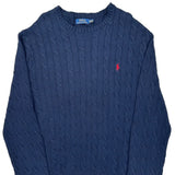 Polo By Ralph Lauren Cable Knit Sweater - 2XL Blue Cotton