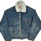 80S Made In USA Levis Sherpa Lined Denim Jacket - XL Blue Cotton