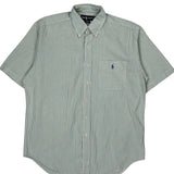 Blaire Ralph Lauren Striped Short Sleeve Shirt - Medium Green Cotton