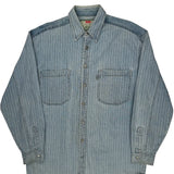 Levis Striped Denim Shirt - Medium Blue Cotton