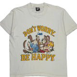 Single Stitch Don'T Worry Be Happy Screen Stars Cartoon T-Shirt - XL White Cotton Blend