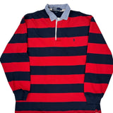 Polo By Ralph Lauren Striped Rugby Shirt - Large Navy Cotton