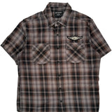 Harley Davidson Checked Short Sleeve Shirt - Large Brown Cotton