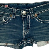 True Religion Mini Denim Shorts - 28W US 0 Blue Cotton