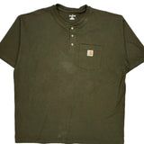 Carhartt Henley T-Shirt - XL Green Cotton