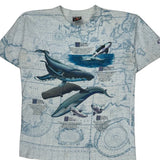 Whale Illustration Signal Sports Graphic T-Shirt - Large Blue Cotton