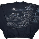 Wolves Au Henley Graphic Sweatshirt - 2XL Black Cotton