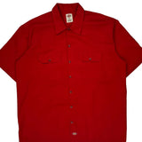 Dickies Short Sleeve Shirt - XL Red Polyester Blend