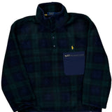 Polo By Ralph Lauren Checked Snap-T Fleece - Large Green Polyester