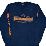 Cannonball Harley Davidson Graphic Long Sleeve T-Shirt - Large Blue Cotton