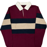 Cotton On Garments Striped Rugby Shirt - Large Burgundy Cotton
