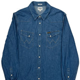 Wrangler Slim Denim Shirt - Large Blue Denim