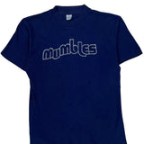 70S Mumbles T.K.O Spellout T-Shirt - Small Blue Cotton