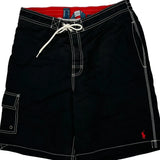 Swim Polo By Ralph Lauren Contrast Stitch Sport Shorts - Mediumw 8L Black Nylon