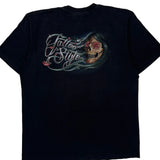 Tattoo Style Rock Eagle Single Stitch T-Shirt - Large Black Cotton