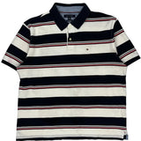 Tommy Hilfiger Striped Polo Shirt - XL Red Cotton