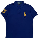 Number 3 On Sleeve Polo By Ralph Lauren Polo Shirt - Medium Blue Cotton