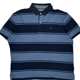 Tommy Hilfiger Striped Polo Shirt - Medium Blue Cotton