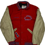 St. Francis Cross Country Track Delong College Varsity Jacket - Medium Beige Leather