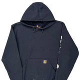 Carhartt Spellout Hoodie - Large Navy Cotton