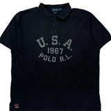 Polo By Ralph Lauren Graphic Polo Shirt - 2XL Black Cotton