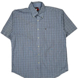 Tommy Hilfiger Checked Short Sleeve Shirt - Large Blue Cotton