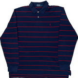 Polo By Ralph Lauren Striped Long Sleeve Polo Shirt - Large Navy Cotton