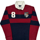 Kids Tommy Hilfiger Striped Rugby Shirt - Large Red Cotton