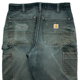 Faded Carhartt Double Knee Carpenter Pants - 31W 32L Green Cotton