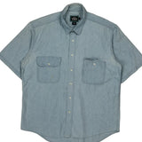 Woolrich Short Sleeve Shirt - Large Blue Cotton