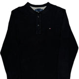 Tommy Hilfiger Henley Long Sleeve T-Shirt - Medium Black Cotton