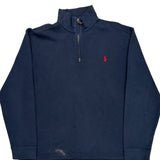 Polo By Ralph Lauren 1/4 Zip - Large Navy Cotton